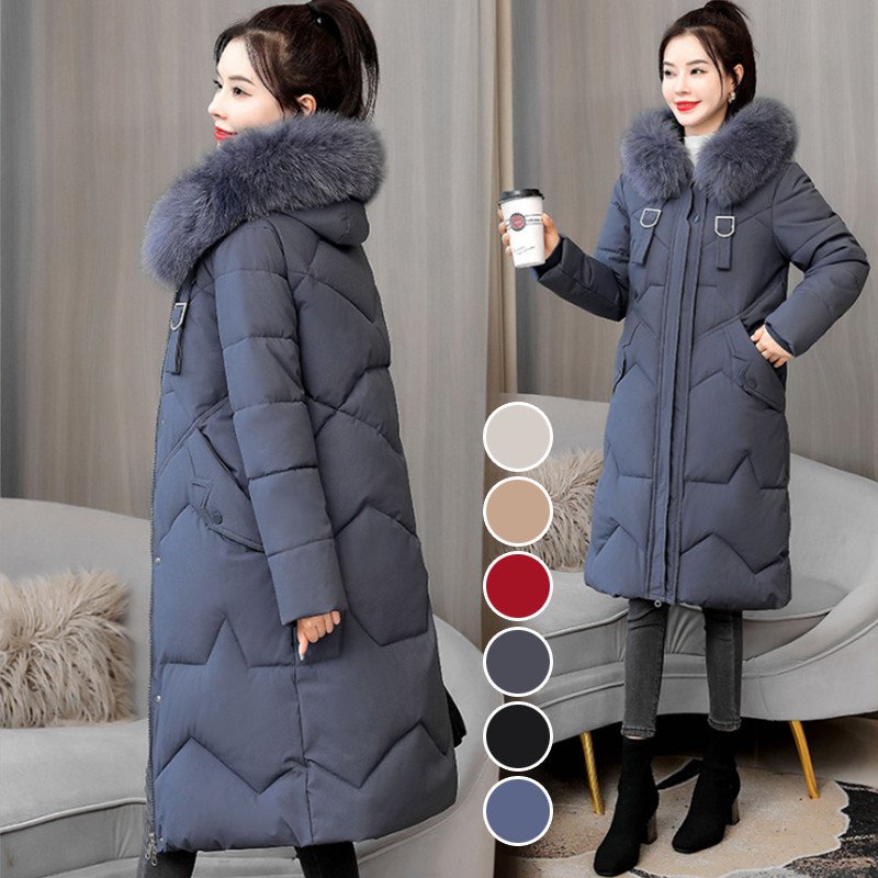 中綿コート ダウン風コート アウター レディース ロング丈 冬服 フード付 体型カバー ファー付き