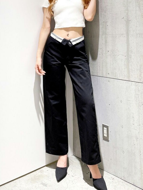 GYDA ジェイダ SIDE RIPPED GYDA ライン ワイドパンツ チノパン レディ―ス ラインロゴデザイン サイドリップド 072420708601