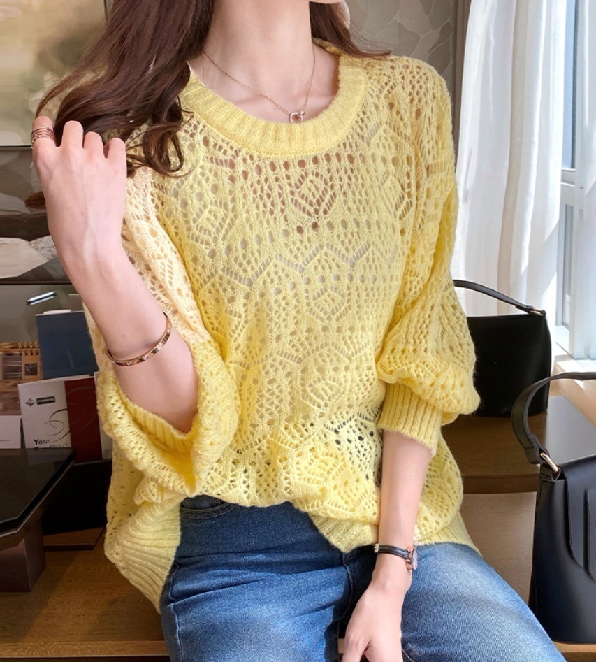 トップス デート モテアイテム ニットソー 長袖 ラウンドネック クロシェ 編み込み ウール 可愛い きれいめ 上品 おしゃれ かっこいい 可愛い ラブリー キュート ガーリー クール