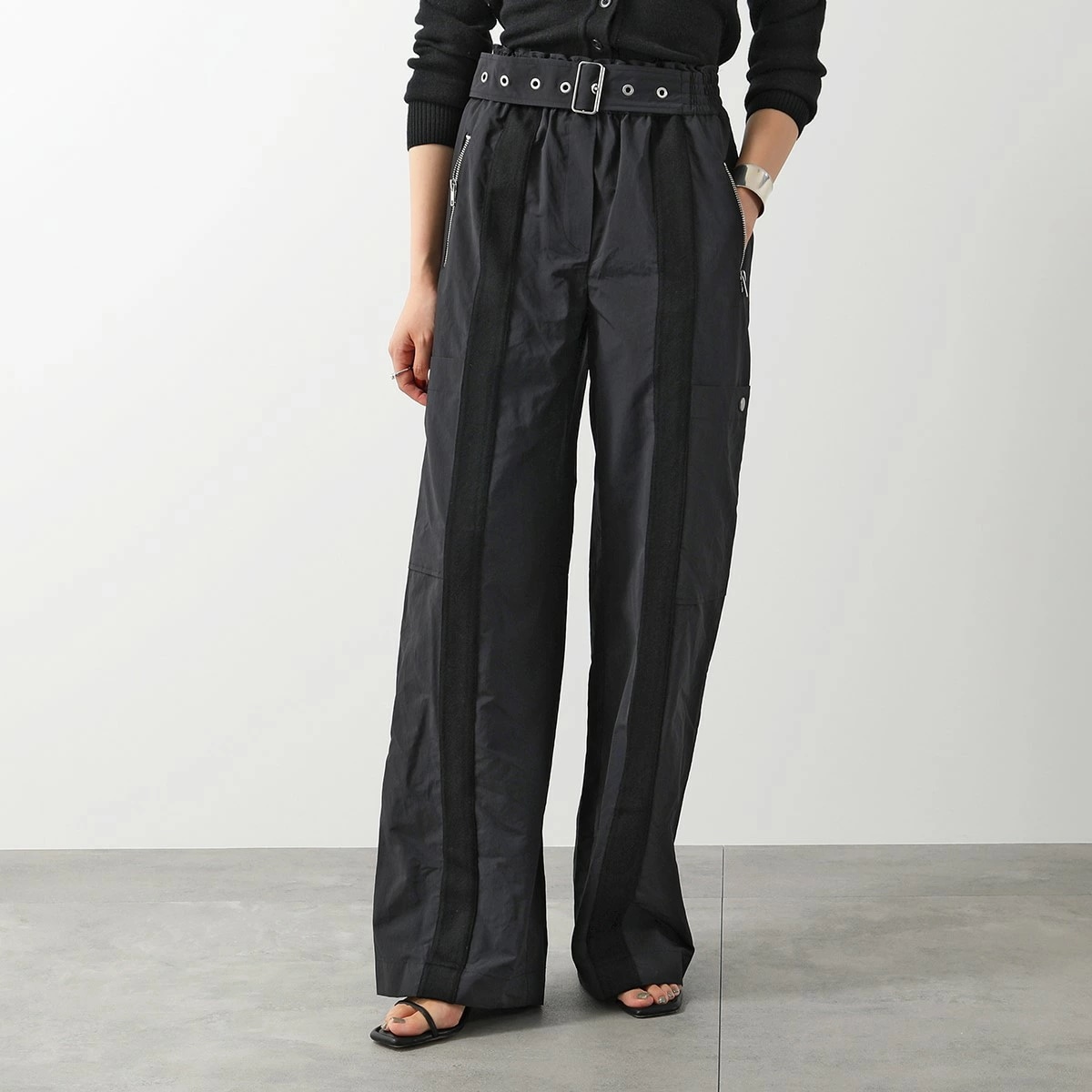 3.1 Phillip Lim スリーワンフィリップリム カーゴパンツ P231 50018RTP レディース リサイクル テックポリ ワイドパンツ ベルト BLACK