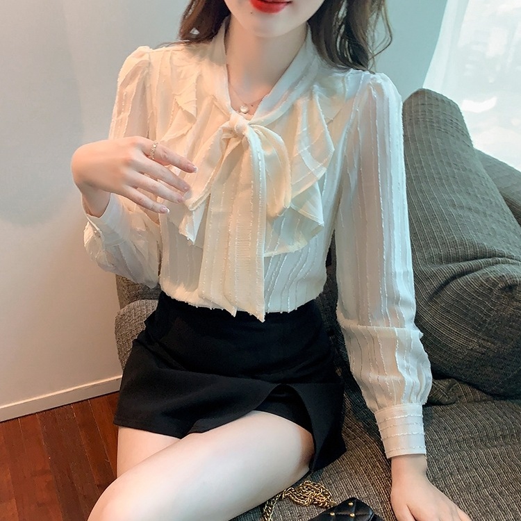 トップス シャツ ブラウス ボウタイ 長袖 フリル リボン キュート かわいい ガーリー ラブリー 大人可愛い 大人っぽい 大人女子 フェミニン きれいめ エレガント 上品 清潔感 ナチュラル