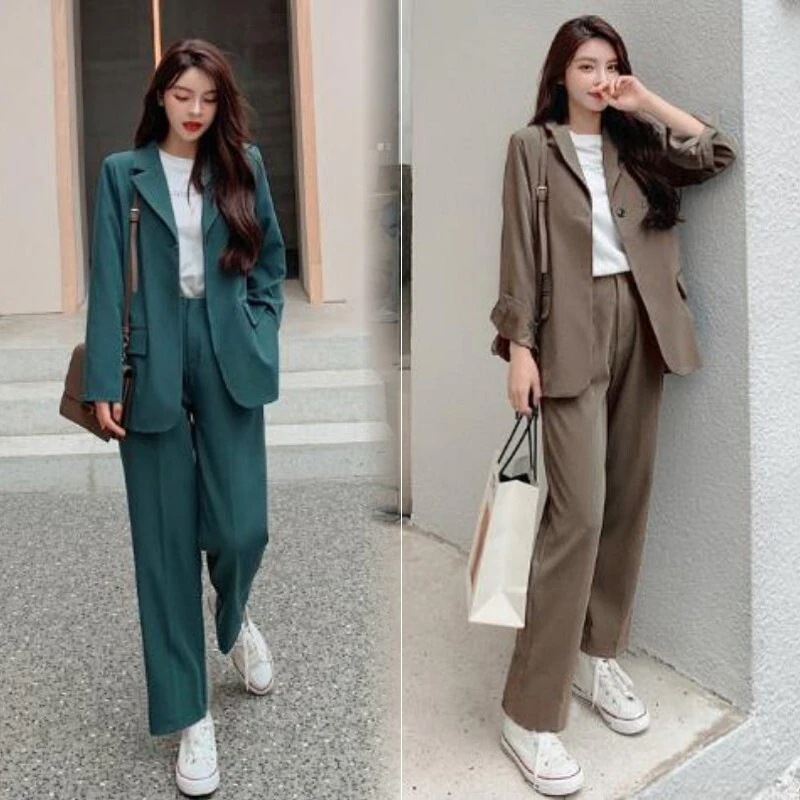 セットアップ ジャケット ワイドパンツ ストレートパンツ ロング ロング丈 長袖 Vネック 襟付き ストレート ワイド ハイウエスト 前開き ボタン 上下セット 2点セット ツーピース かわいい