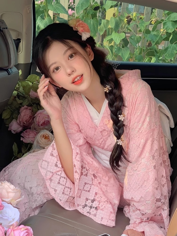 【本日限定2025new】 浴衣 レディース レース浴衣 ピンク 女性和服 女性浴衣 腰帯 ゆかた