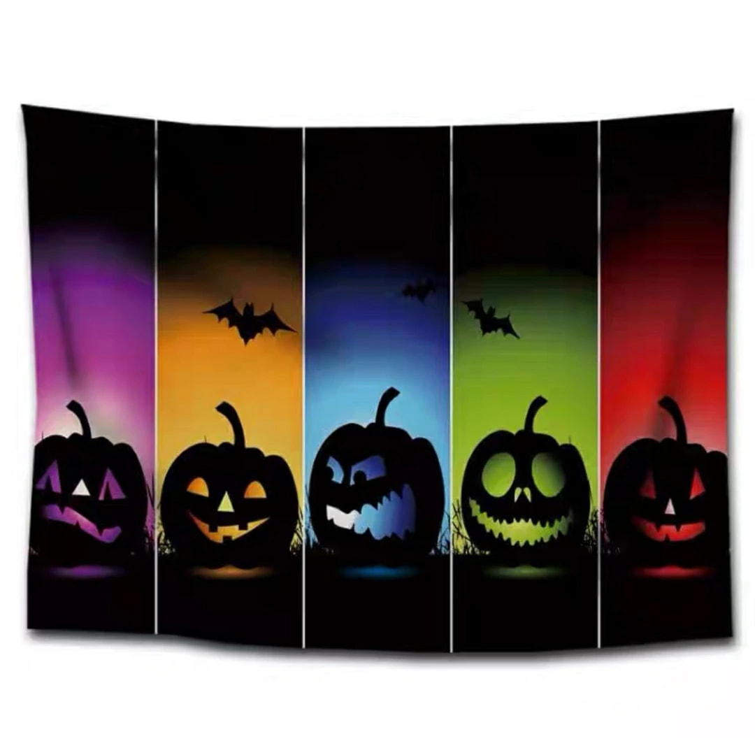 A060306タペストリー ハロウィン カボチャ月夜コウモリ 壁掛け飾り 装飾用品窓カーテン
