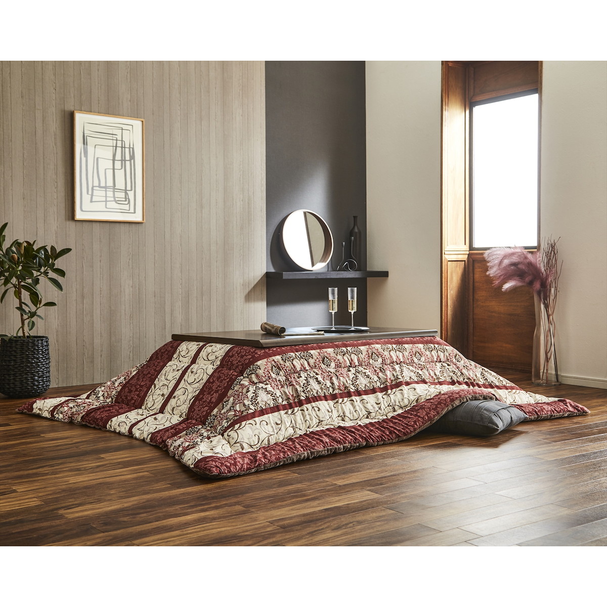 【I】【代引不可】こたつ掛け布団ヴィオラ205×285cm エンジ 5970459 正方形【北海道・沖縄・離島不可】