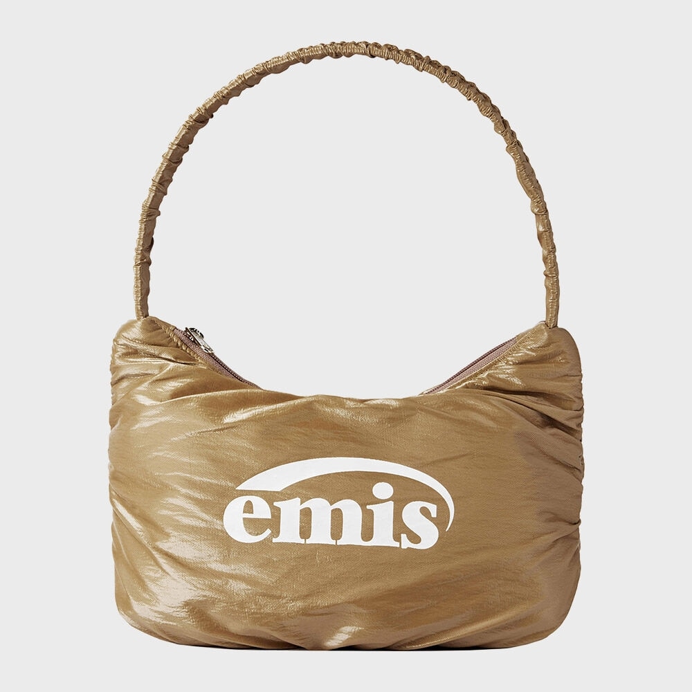 EMIS グロスシャーリングホーボーバッグ-ベージュ