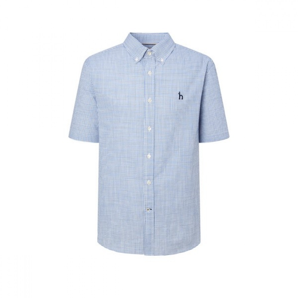 [ヘッジズ] 25SS ブルーウィンドウチェックバンブーショートスリーブシャツ HZSH5B512B2