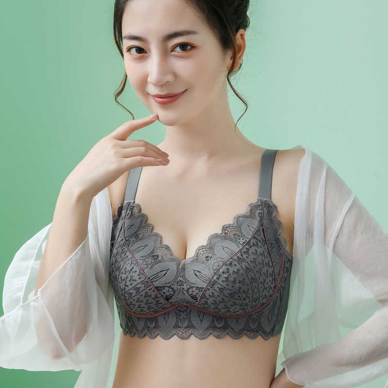 10個セット 調整型下着下垂防止スチールリングなし薄手タイプ収納副乳小胸寄せブラジャー大きくて快適なレース