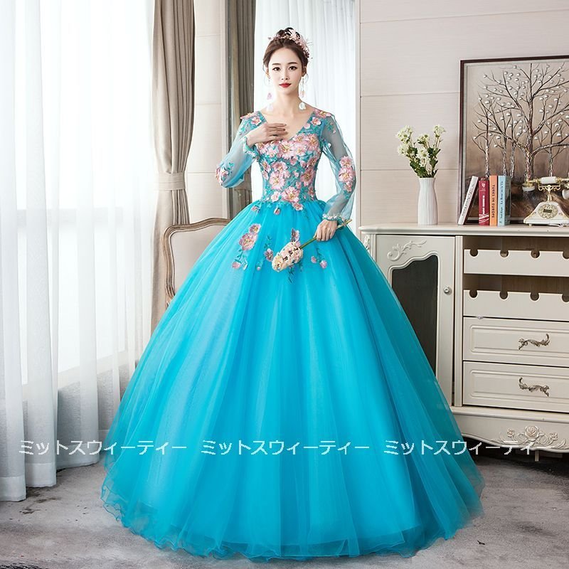 カラードレス 演奏会 安い ロングドレス コンサート パーティードレス 発表会 カラーロングドレス