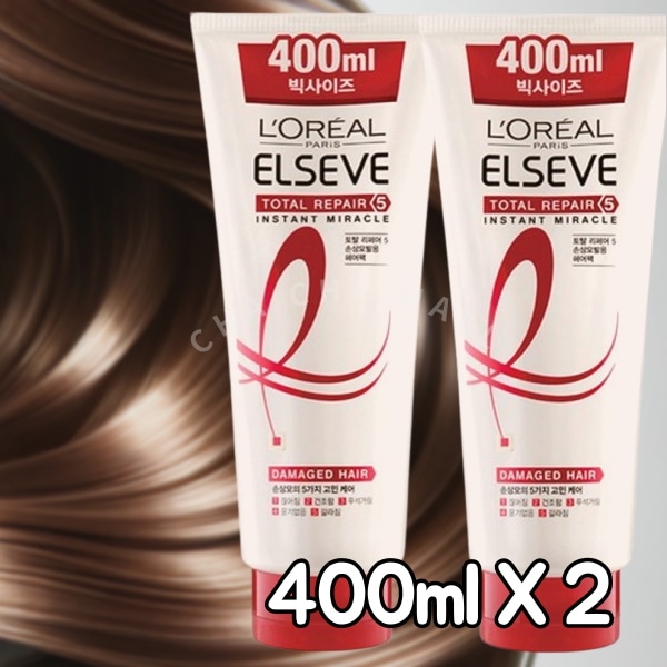 [LOREAL] トータルリペア5 インスタントミラクルヘアパック400ml x 2 /Elseve Total Repair5 Instant Miracle HairPack 400ml x 2