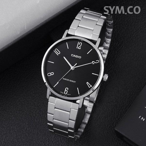 MTP-VT01D-1B2 ラージサイズ シンプル アナログ カジュアル メンズ メタル 腕時計 d