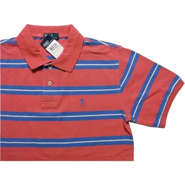 ボーイズサイズ 半袖 ボーダー ワンポイント 鹿の子 ポロシャツ レッド boys PR2-763