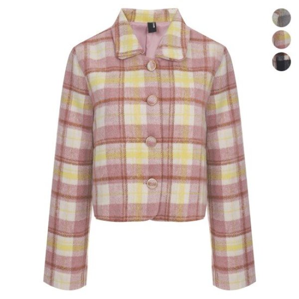 BNX/女性/チェック/混色/ボタン/ショートジャケット