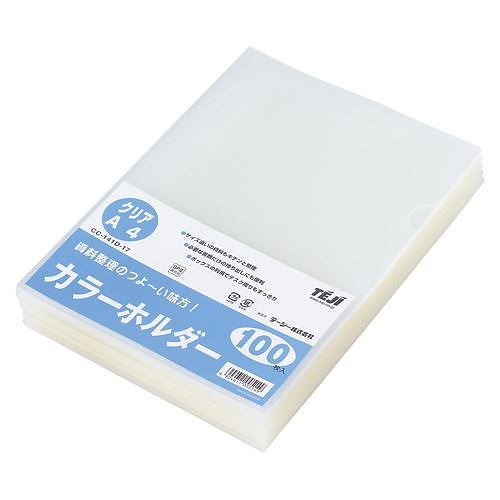 （まとめ買い）テージー カラーホルダーお徳用 100枚パック CC-141D-17 ｸﾘｱ 00041167 [x3]