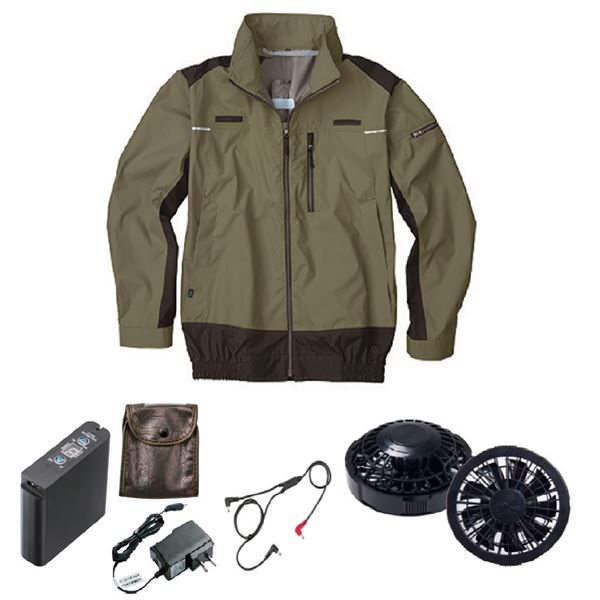 KU92110 空調服 ポリ製 遮熱フルハーネス仕様 FAN2200B/LIPRO2 緑 L