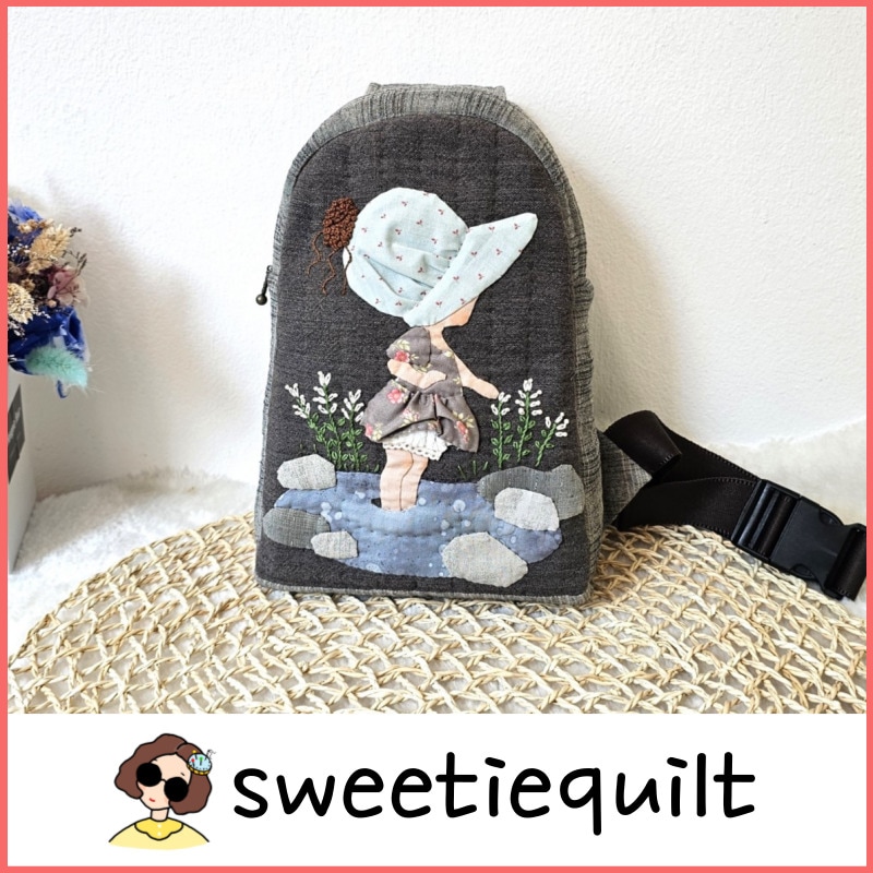 sweetiequilt／キューティー ボンネットガール スリングバッグ／ 韓国／キルトパッケージ／キルティング／DIYキット／手作り／スリングバッグ／キルティング／生地パッケージ