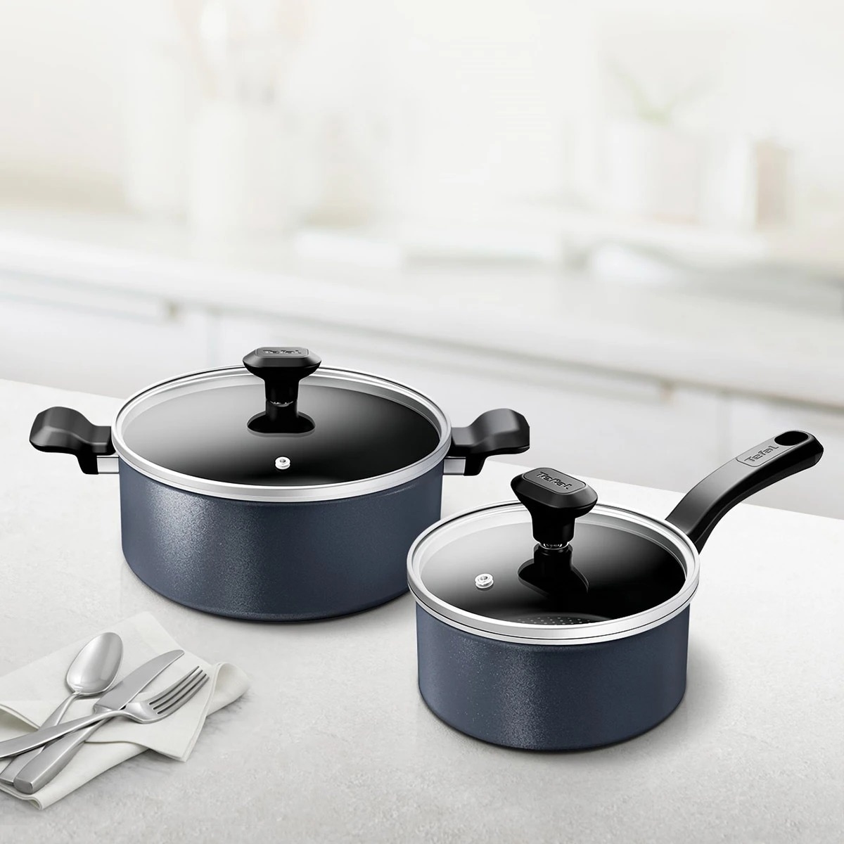 TEFAL イージーエキスパート ノンスティック IH対応鍋 ソースパン 2Pセット