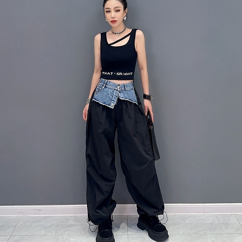 ボトムス パンツ ロングパンツ ジョガーパンツ デニム カジュアルパンツ ロング丈 異素材ミックス かわいい 大人可愛い きれいめ シンプル カジュアル 上品 おしゃれ かっこい 大人女子 こなれ感