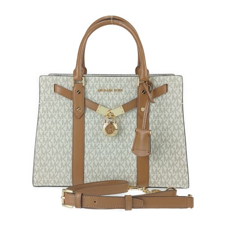 マイケルコース トートバッグ ヌーヴォー ハミルトン ラージ サッチェル PVC レザー 30F9G0HS3B 2WAY ショルダーバッグ MKシグネチャー ゴールド金具【本物保証】