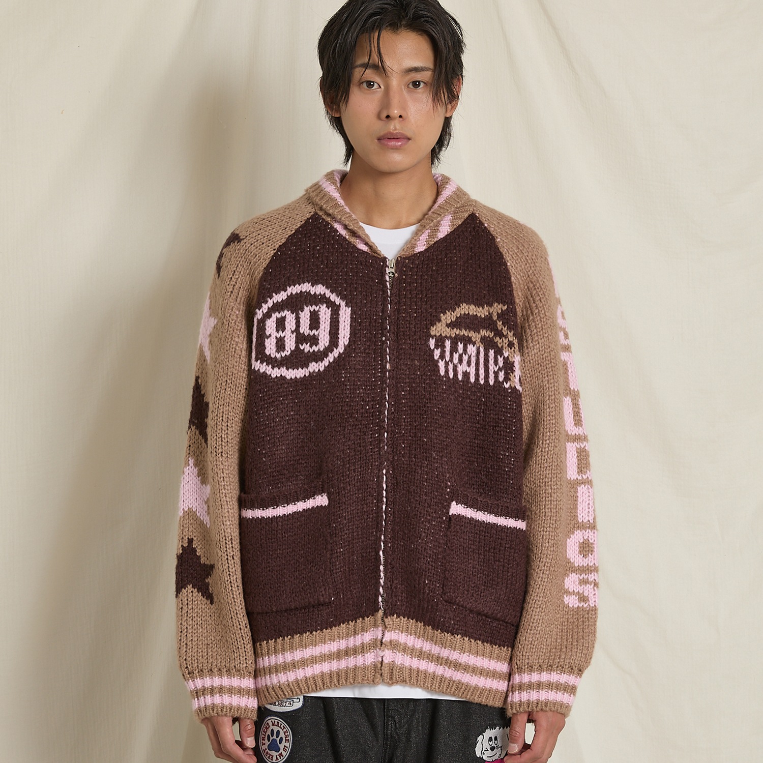 Dolphin Star Logo Zip-up Heavy Cardigan BROWN 13,977円