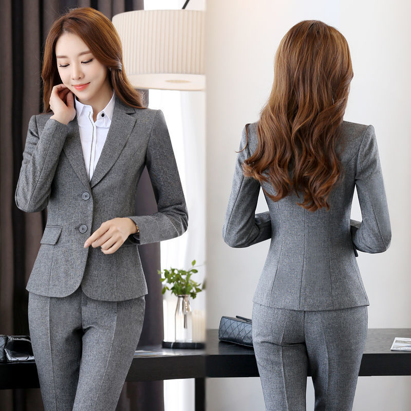 春と秋の長袖スリムスモールスーツレディースプロフェッショナルレディーススーツドレス2つボタンスリム韓版スーツ 母の日