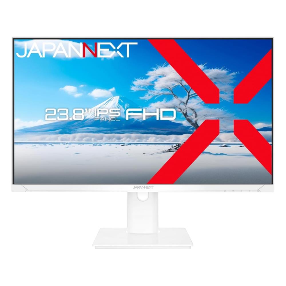 ジャパンネクスト [JN-IPS2381FHDR-HSP-W] 23.8インチ 液晶ディスプレイ(1920x1080/IPS/HDMI/VGA/チルト/高さ調整/スイベル/ピボット/スピーカー/非光沢