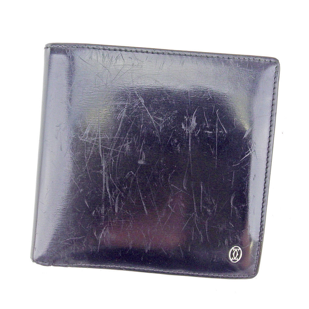 二つ折り 財布 パシャ ブラック シルバー 中古