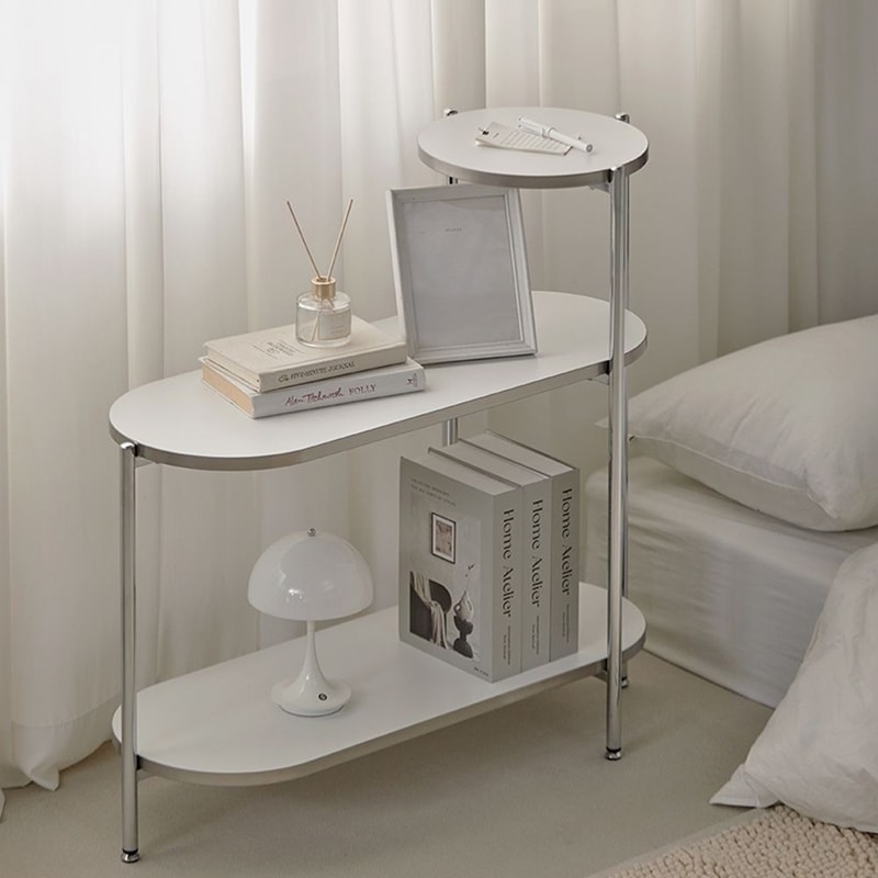 ミッドセンチュリー3段ラウンドサイド棚 収納 サイドテーブル 2size 11,935円