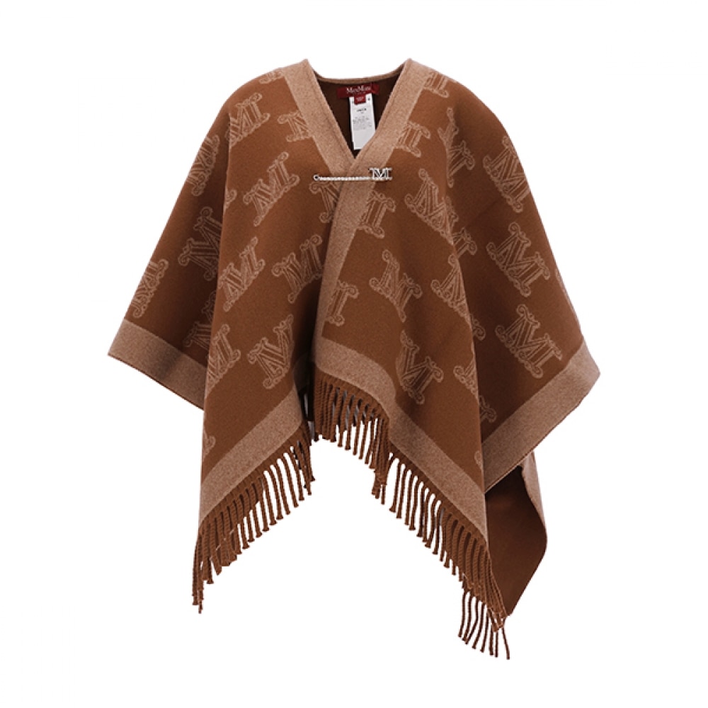 Max Mara 2426736011600 009 フラインフリンジジャカード M モノグラムフリンジポンチョ女性用ケープ