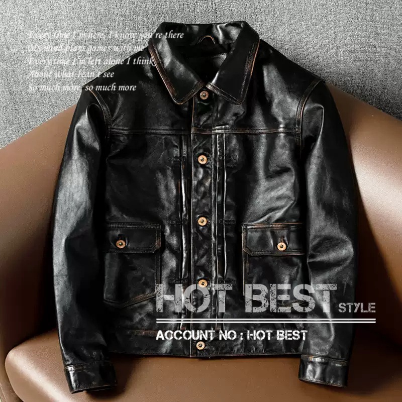 茶芯ホースハイド セカンドタイプ Gジャン507 ライダース ギフト メンズ 革ジャン レザージャケット 染料仕上げ 馬革