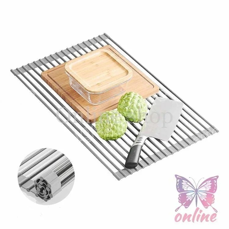 1つ買うと10個無料 水切りラック 折りたたみ 52x33cm シリコン キッチン用 くるくるたためる 抗菌 コンパクト 錆びない 省スペース 食器 プレート2026大人気