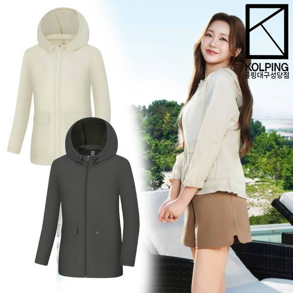 女性 春 フード一体型 セミオーバーフィット シルエット 8分丈 ジャケット KWJ6401W ブラキ