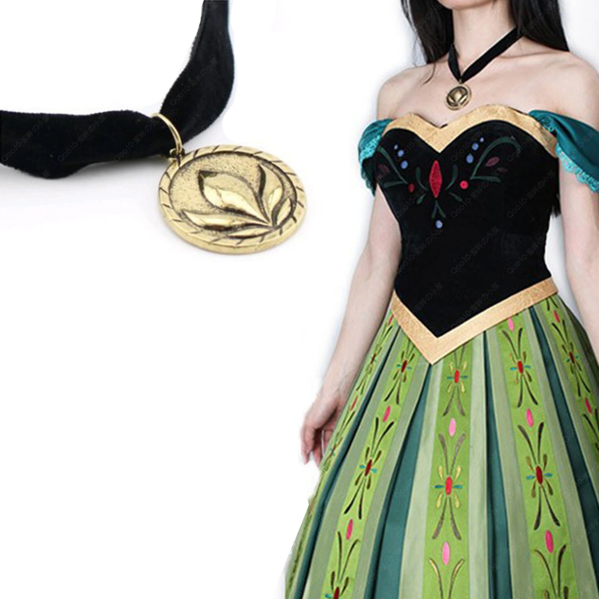 ハロウィンドレスアナ雪の女王アナ姫スカートアナ姫刺繍ワンピースアニメコスプレ-23