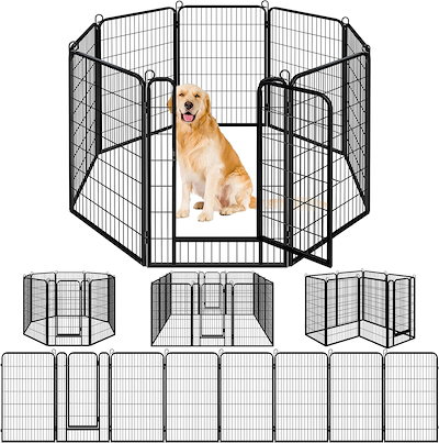 ペットサークル ペットケージ ペットフェンス ケージ 120cm 8面 サークル トレーニングサークル 犬用ケージ 中型犬用 大型犬用 屋内用 ペットサークル 折りたたみ 高さ80cm ドア付き 組立簡単 八