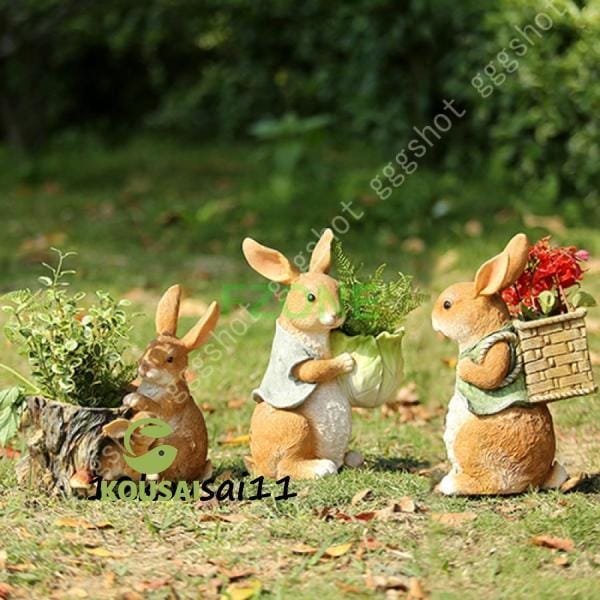 SALE 20%OFF兎 オーナメント オブジェ 雑貨 ガーデン ガーデニング インテリア リアル ディスプレイ バスケット 小物 うさぎの置物 ウサギ ガーデン雑貨 置物