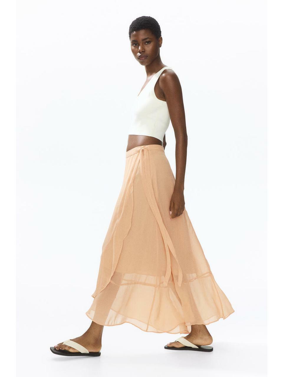 H&M フラウンスラップスタイルスカートライトダスティオレンジ 1347089001