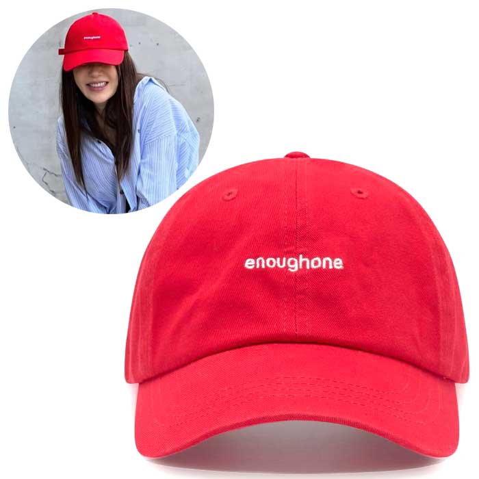 ENOUGHONE ロゴ入りボールキャップ レッドカラー