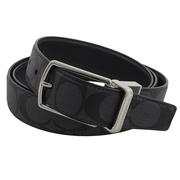 コーチ ベルト メンズ アウトレット ブラック ハーネスバックル カットトゥサイズ リバーシブル 30mm MHRN CTSR SIGP BELT CQ016CQBK COACH