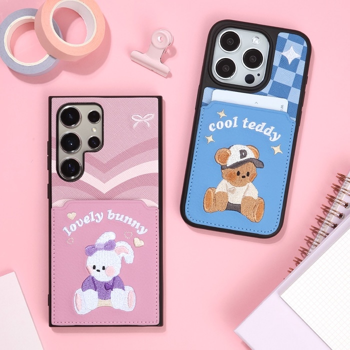 ニューレトロ 刺繍 ポケット ケース iPhoneケース　GALAXYケースiPhone 12