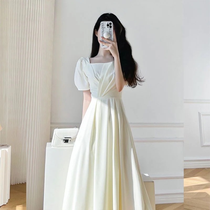 2025 新作 ワンピース 夏 半袖 長袖ワンピース ロングワンピース ロング シフォンワンピ ベアワンピ レースワンピ ドレス パーティードレス11 プラティコドンフレンチプリーツスク