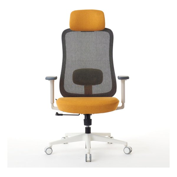 M2 メッシュ&ファブリック ワークチェア ホワイト&イエロー RM2-WYE