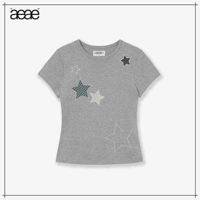 【AEAE】 CHECK STAR TEE [MELANGE GREY] 正規品