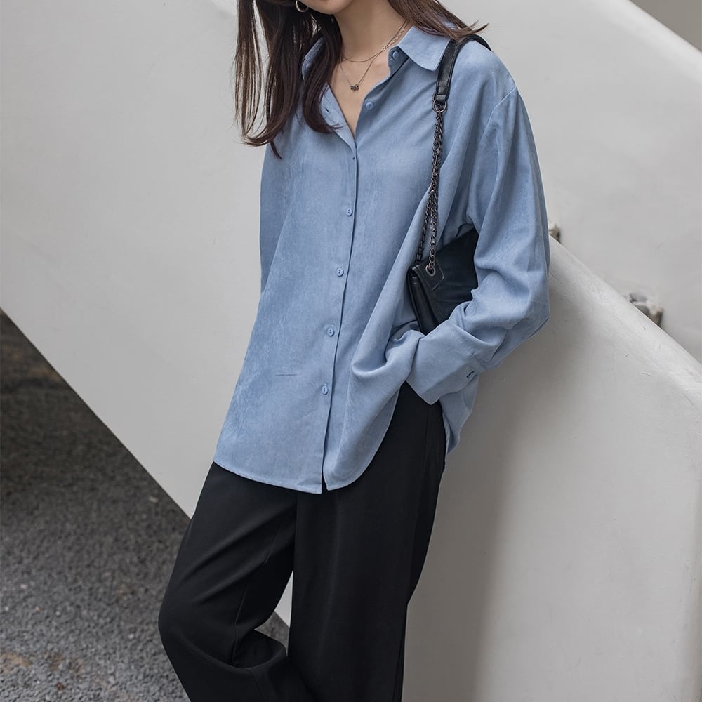 トップス 長袖 シャツ ブラウスドロップショルダー ゆったり ルーズ フロントボタン 羽織 メンズライク マニッシュ シンプル 人気 おすすめ おしゃれ お洒落 激安 安い プチプラ wto