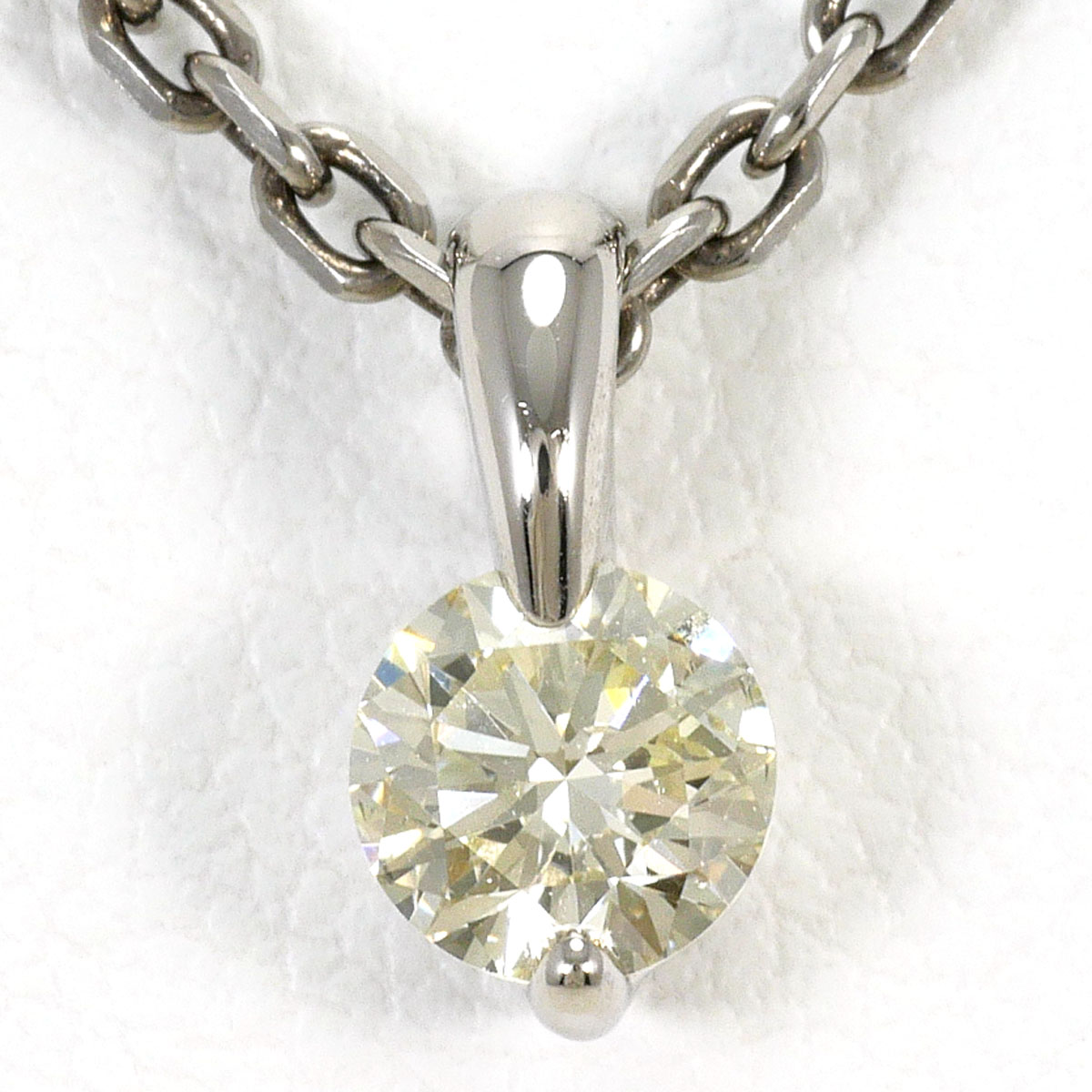 PT900 プラチナ PT850 プラチナ ネックレス イエローダイヤモンド 0.452ct SI2 鑑定書 総重量約7.1g 約51cm ジュエリー 中古
