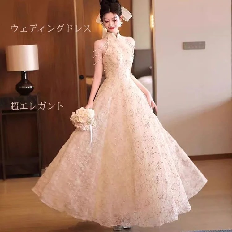 ウエディングドレス 花嫁ドレス イブニングドレス 二次会ドレス レディースドレス カラードレス ピンクドレス ピンク オフショルダー 肩出し 花嫁 高校生 結婚式服装 成人式 ピアノ 披露宴 高級感