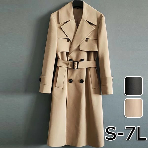 トレンチコート メンズ アウター コート ロング丈 ロングコート カジュアル シンプル 無地 春 秋 軽量 フリーサイズ オーバーサイズ ビックシルエット スプリングコート 秋コート 重ね着 通勤 通