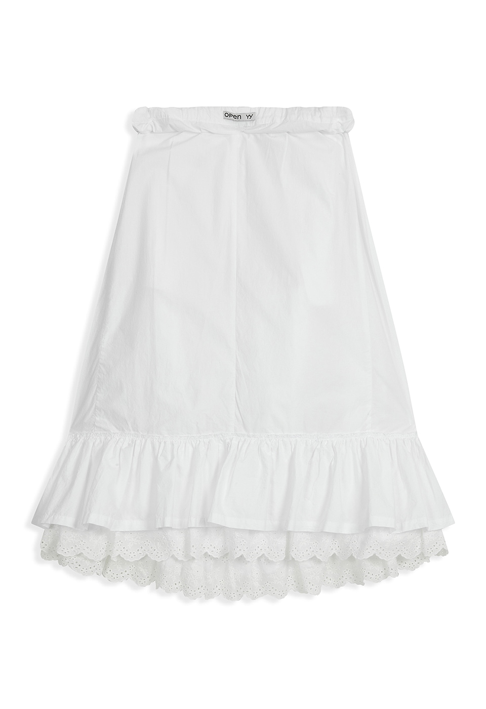 【OPEN Yy】 ROLLED WAIST TIERED SKIRT : WHITE