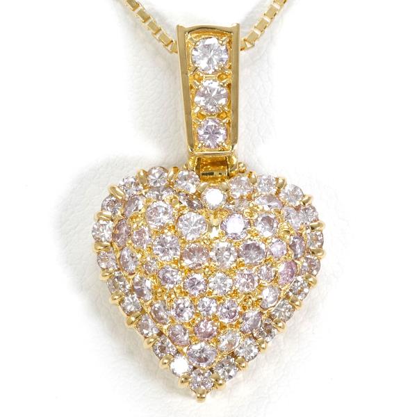 K18 18金 YG 合金 ネックレス ピンクダイヤ 2.05 カード鑑別書 ジュエリー 中古