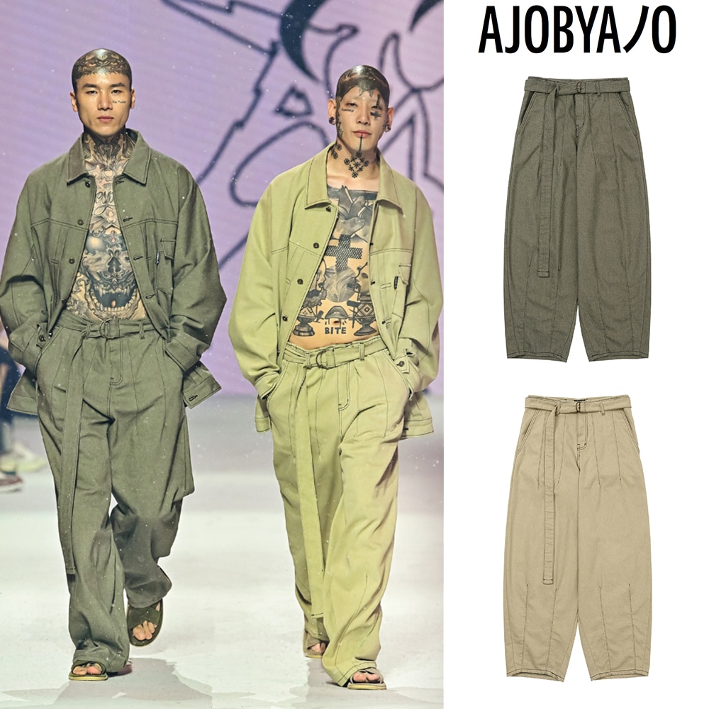 【AJO AJOBYAJO】 Two-Tone Twill Oversized Pants