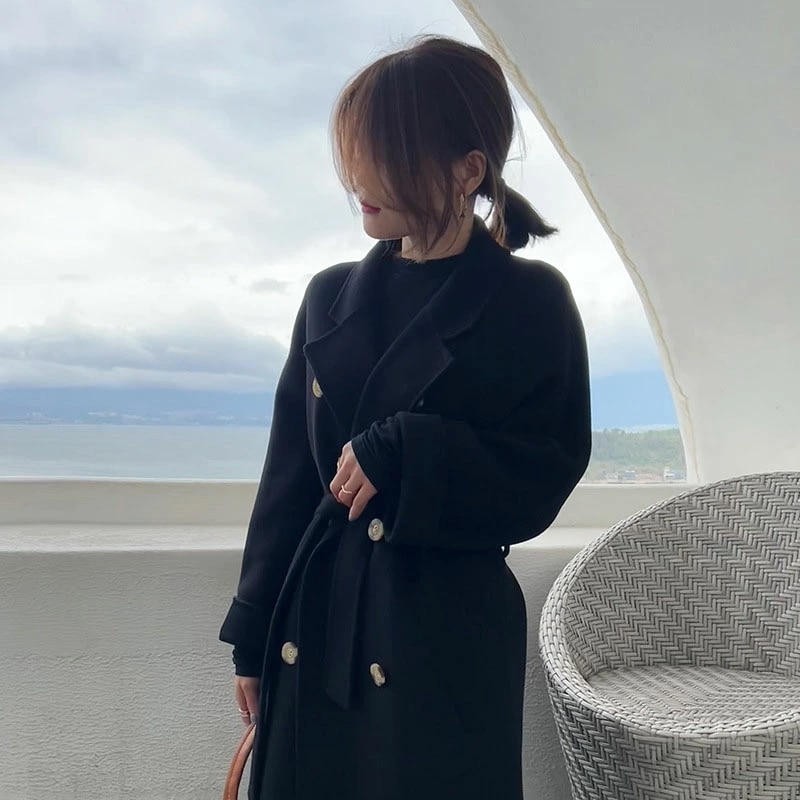 ウール カシミヤ ラップ コート ロング丈 レディース コート ロングコート 防寒シンプル 20代30代40代 ウールコート ウィ ファッション 着痩せ保温する